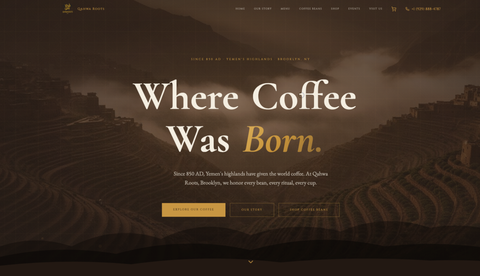 Qahwa Roots website preview